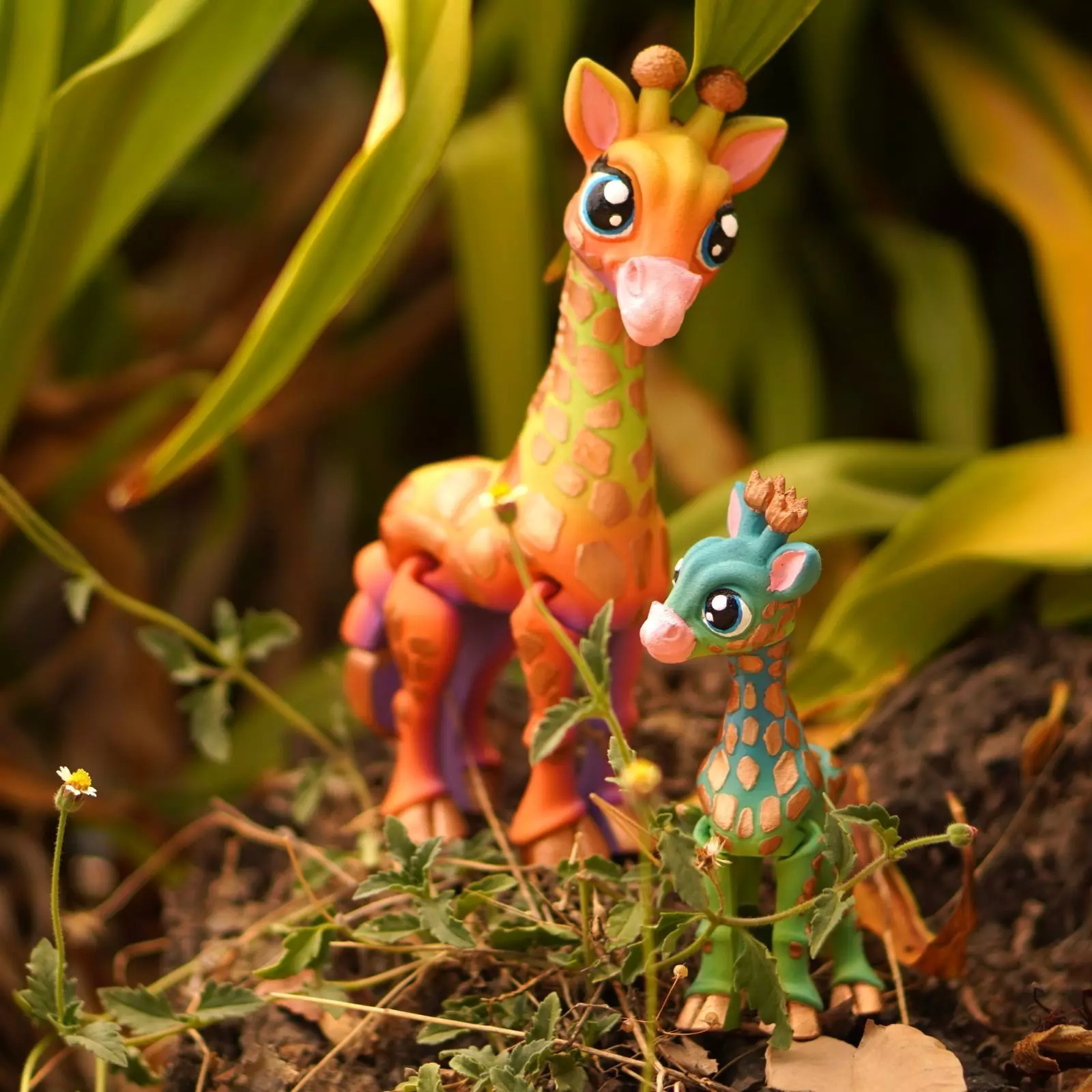 CUTE GIRAFFE AND BABY GIRAFFE ARTICULATED 3D print model_0