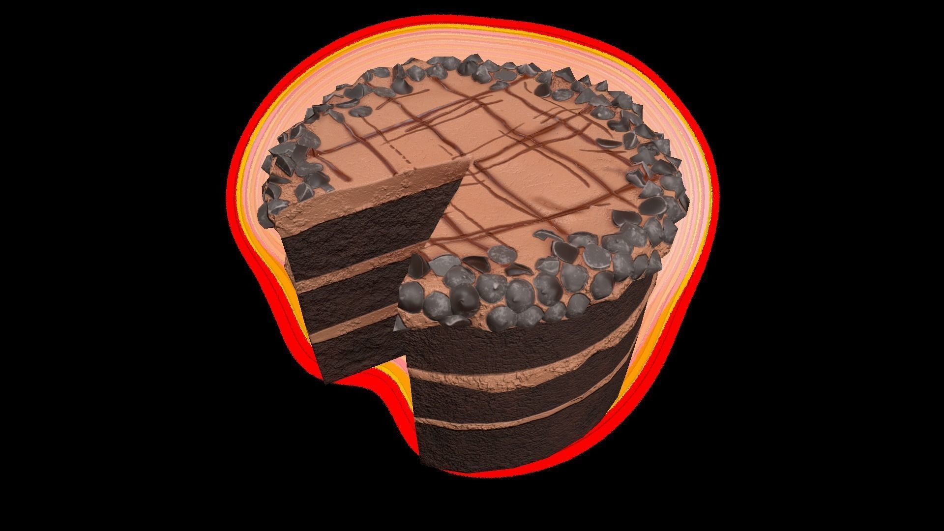 ChocolateGateauChart Low-poly 3D model_5