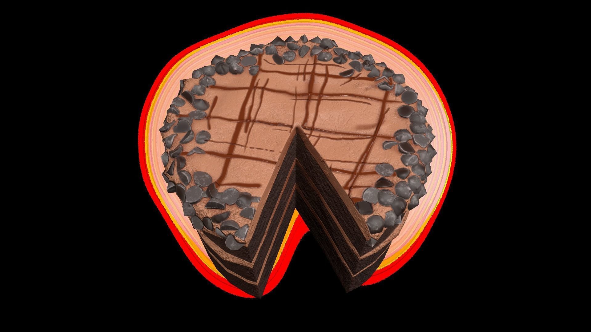 ChocolateGateauChart Low-poly 3D model_2