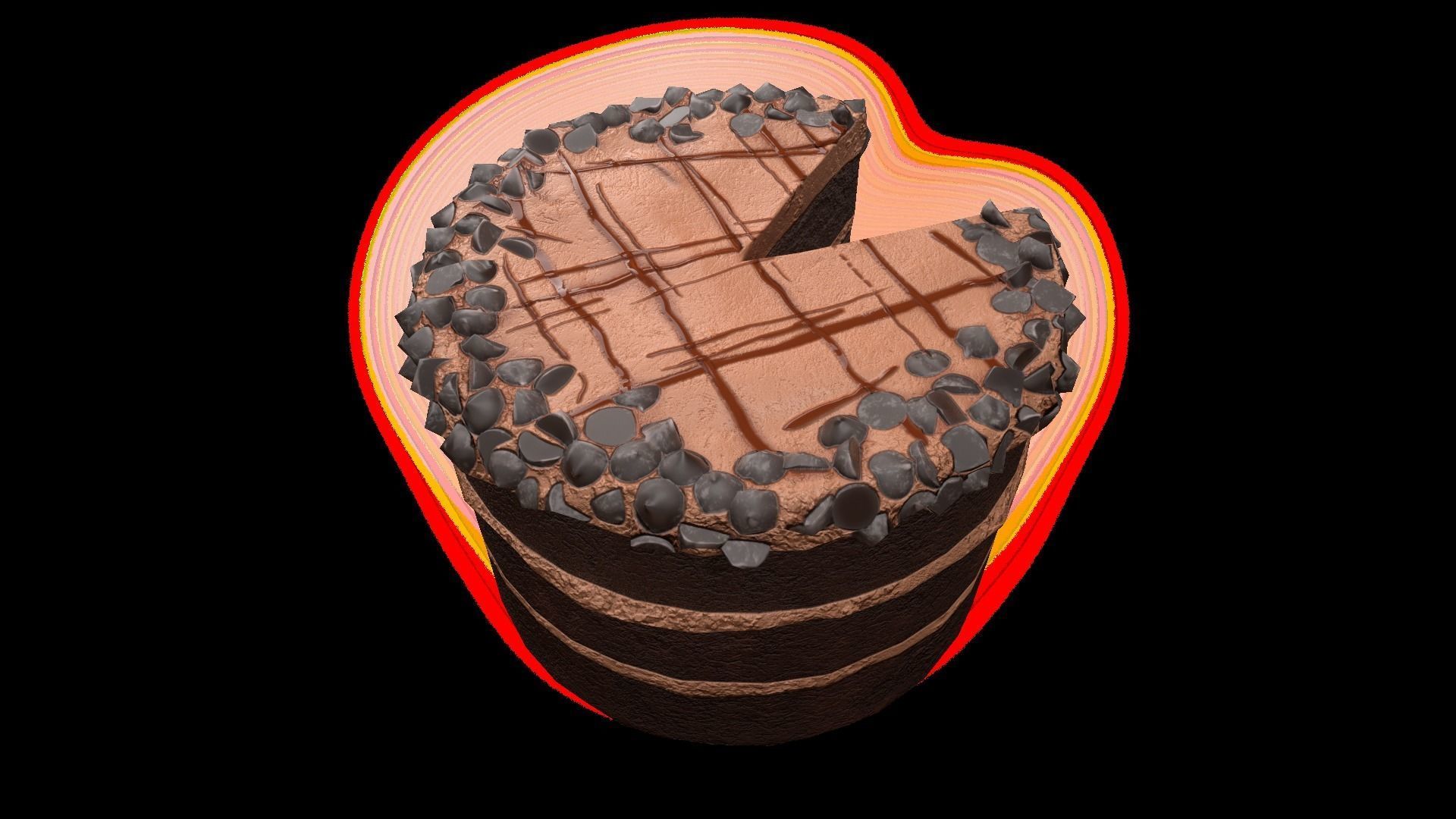 ChocolateGateauChart Low-poly 3D model_6
