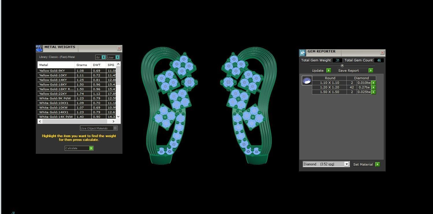 Woman Fancy Earring 3dm STL OBJ FBX Renders Details 3D print model_3