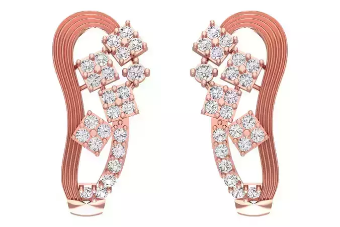 Woman Fancy Earring 3dm STL OBJ FBX Renders Details 3D print model