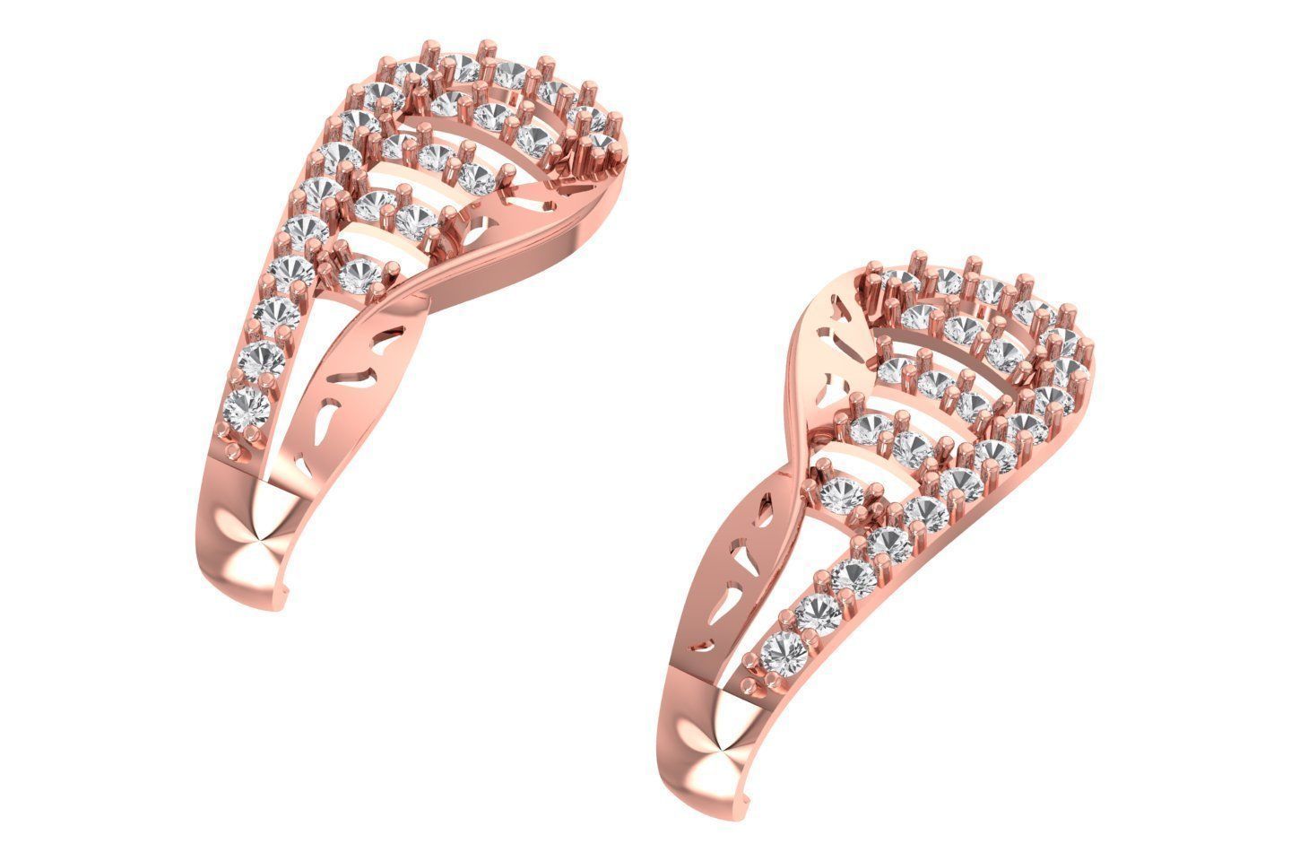 Woman Fancy Earring 3dm STL OBJ FBX Renders Details 3D print model_2