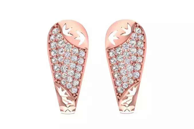 Woman Fancy Earring 3dm STL OBJ FBX Renders Details 3D print model