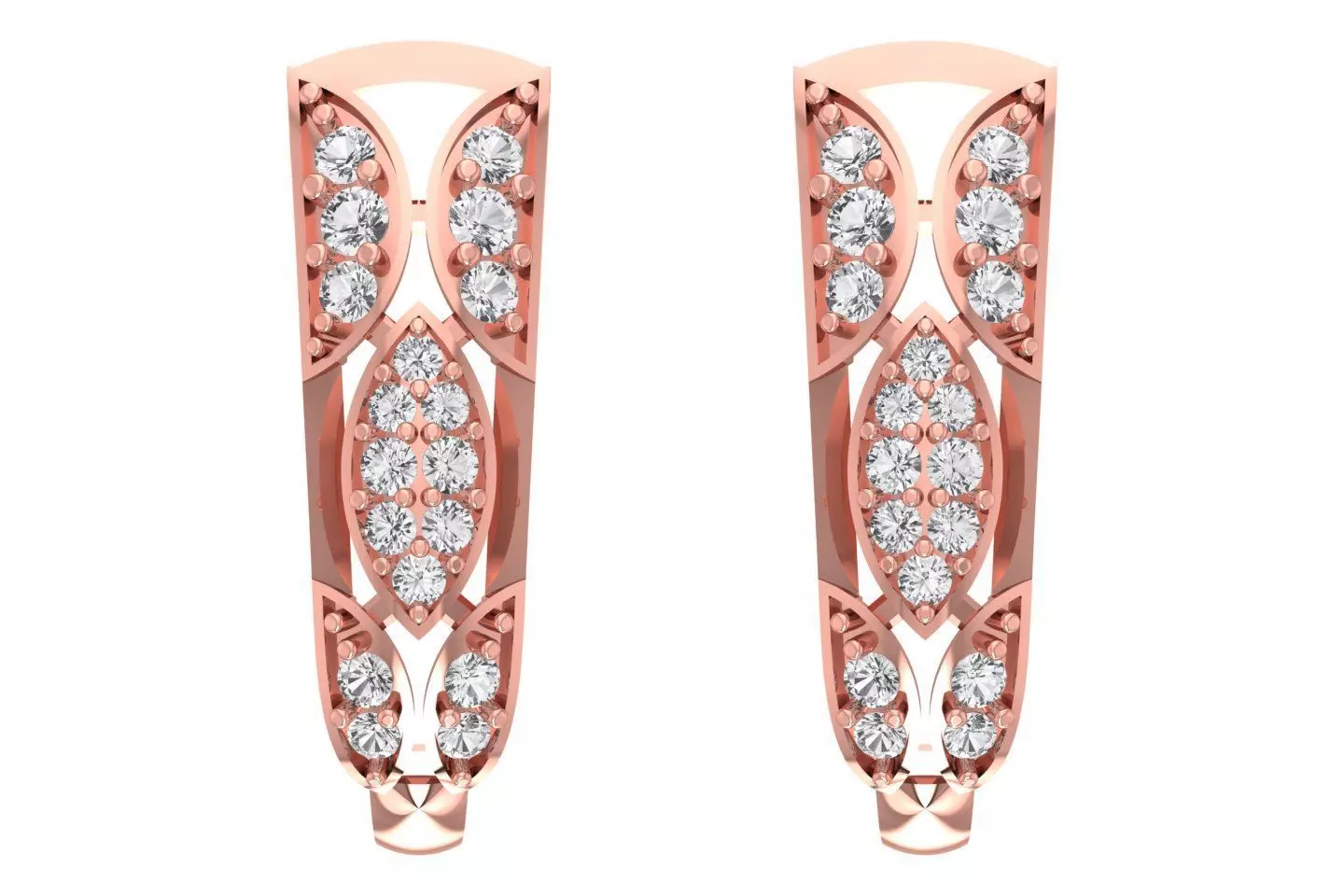 Woman Fancy Earring 3dm STL OBJ FBX Renders Details 3D print model_0