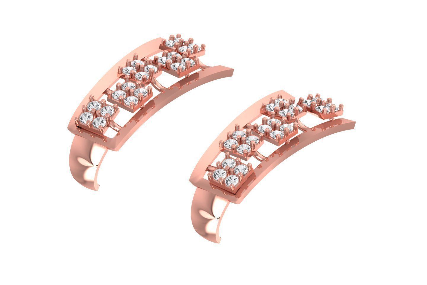 Woman Fancy Earring 3dm STL OBJ FBX Renders Details 3D print model_2