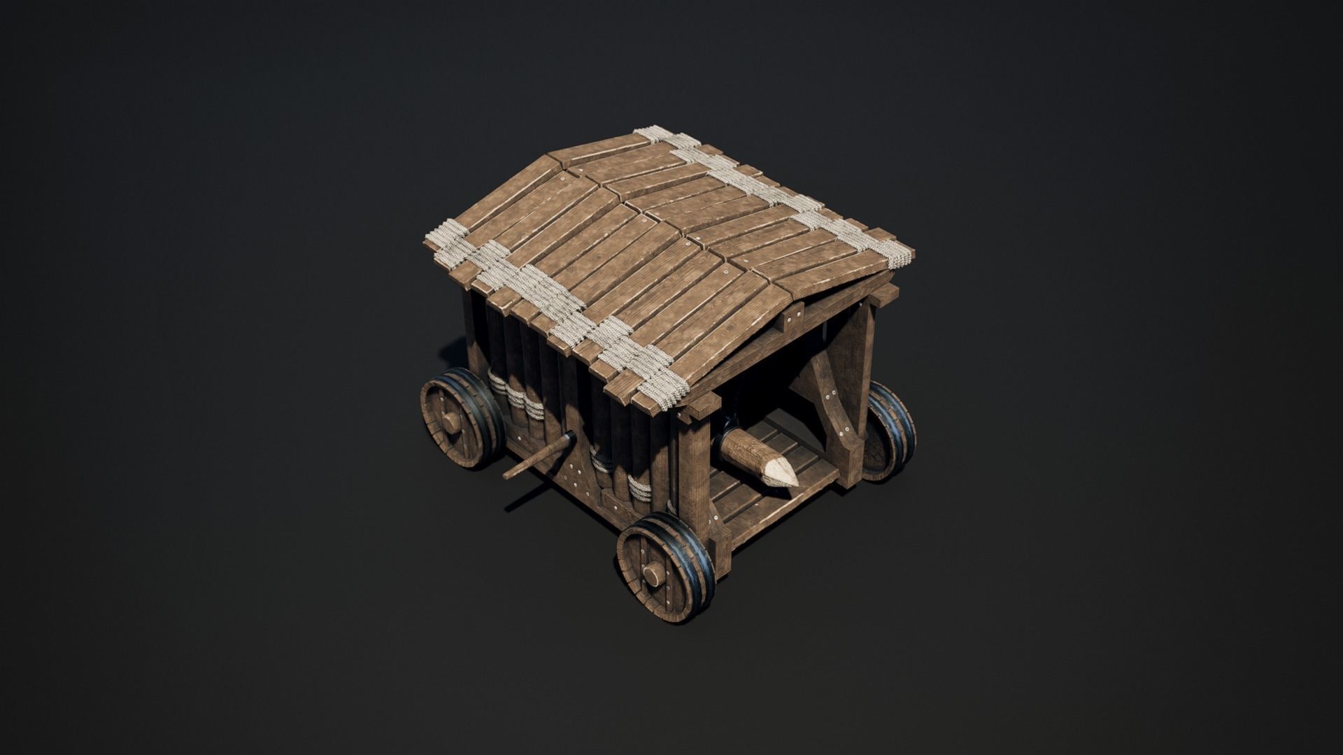 Medieval Siege Weapon - Heavy Battering ram Low-poly 3D model_1