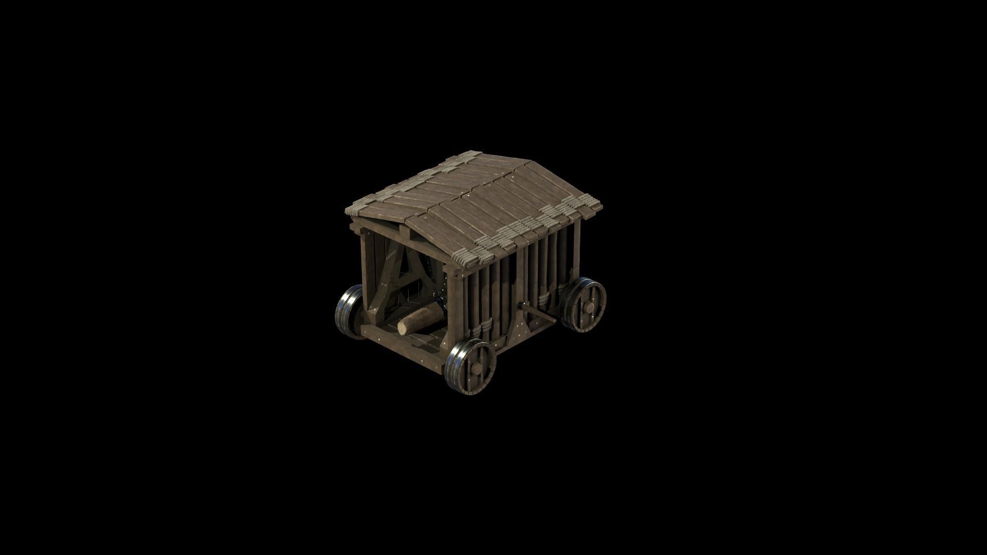 Medieval Siege Weapon - Heavy Battering ram Low-poly 3D model_13