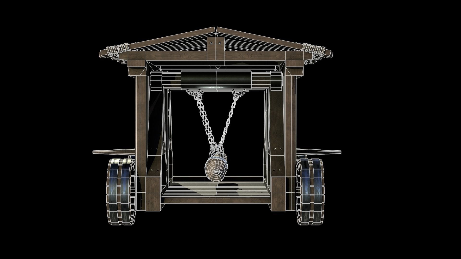 Medieval Siege Weapon - Heavy Battering ram Low-poly 3D model_6