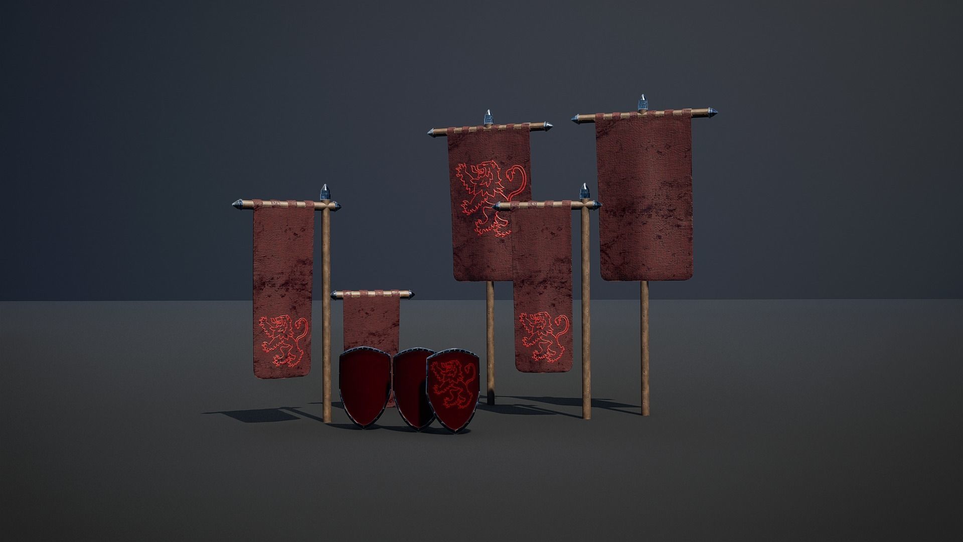 Medieval Siege Weapon - Heavy Battering ram Low-poly 3D model_18