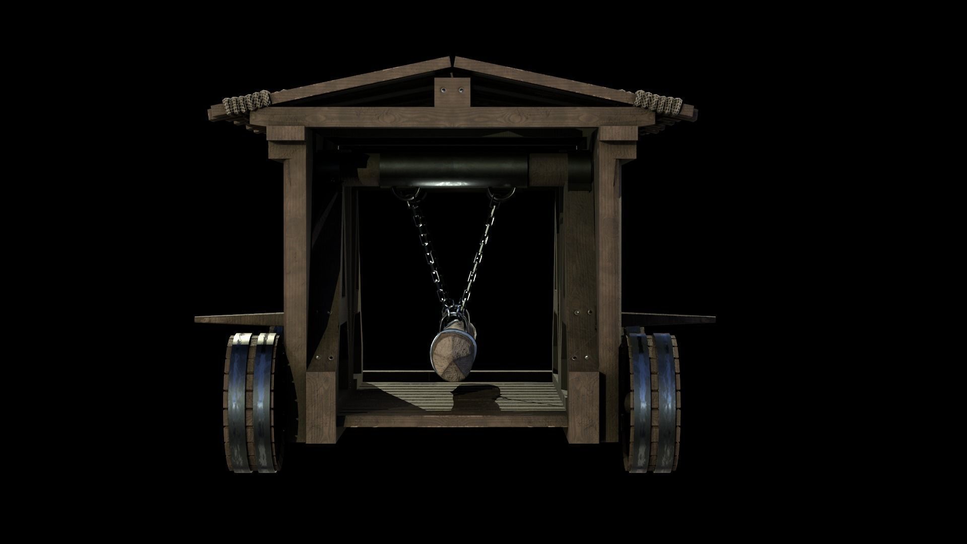 Medieval Siege Weapon - Heavy Battering ram Low-poly 3D model_7