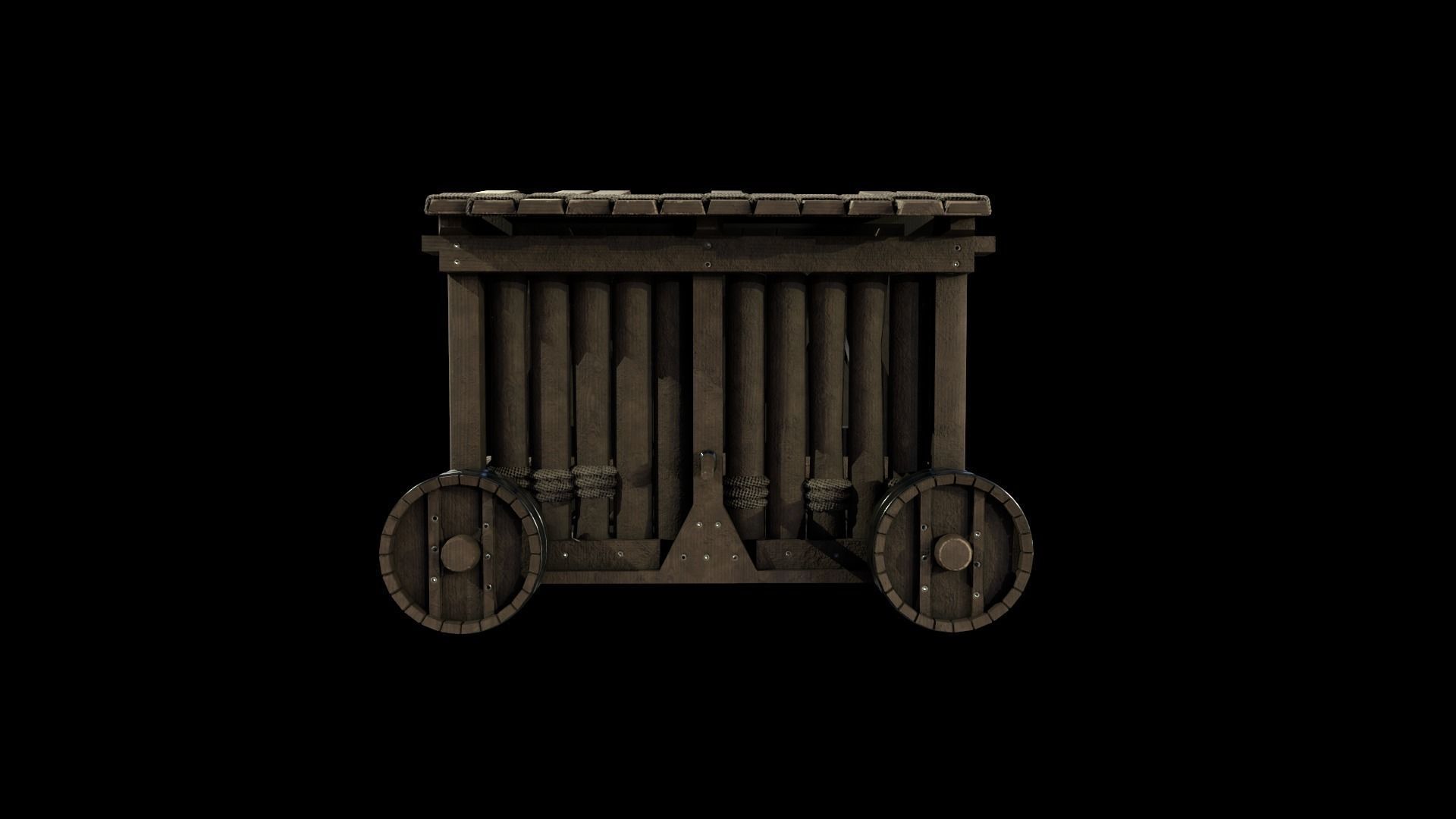 Medieval Siege Weapon - Heavy Battering ram Low-poly 3D model_11