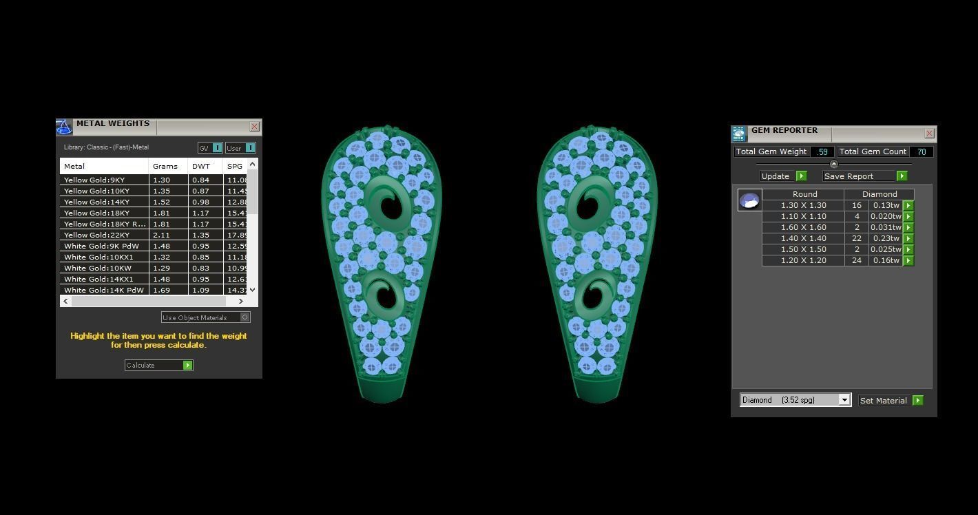 Woman Fancy Earring 3dm STL OBJ FBX Renders Details 3D print model_3