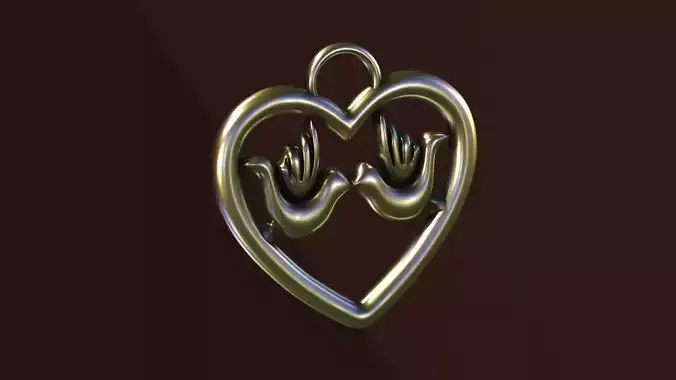  3d model for a jeweler for printing birds in love in a heart 3D print model