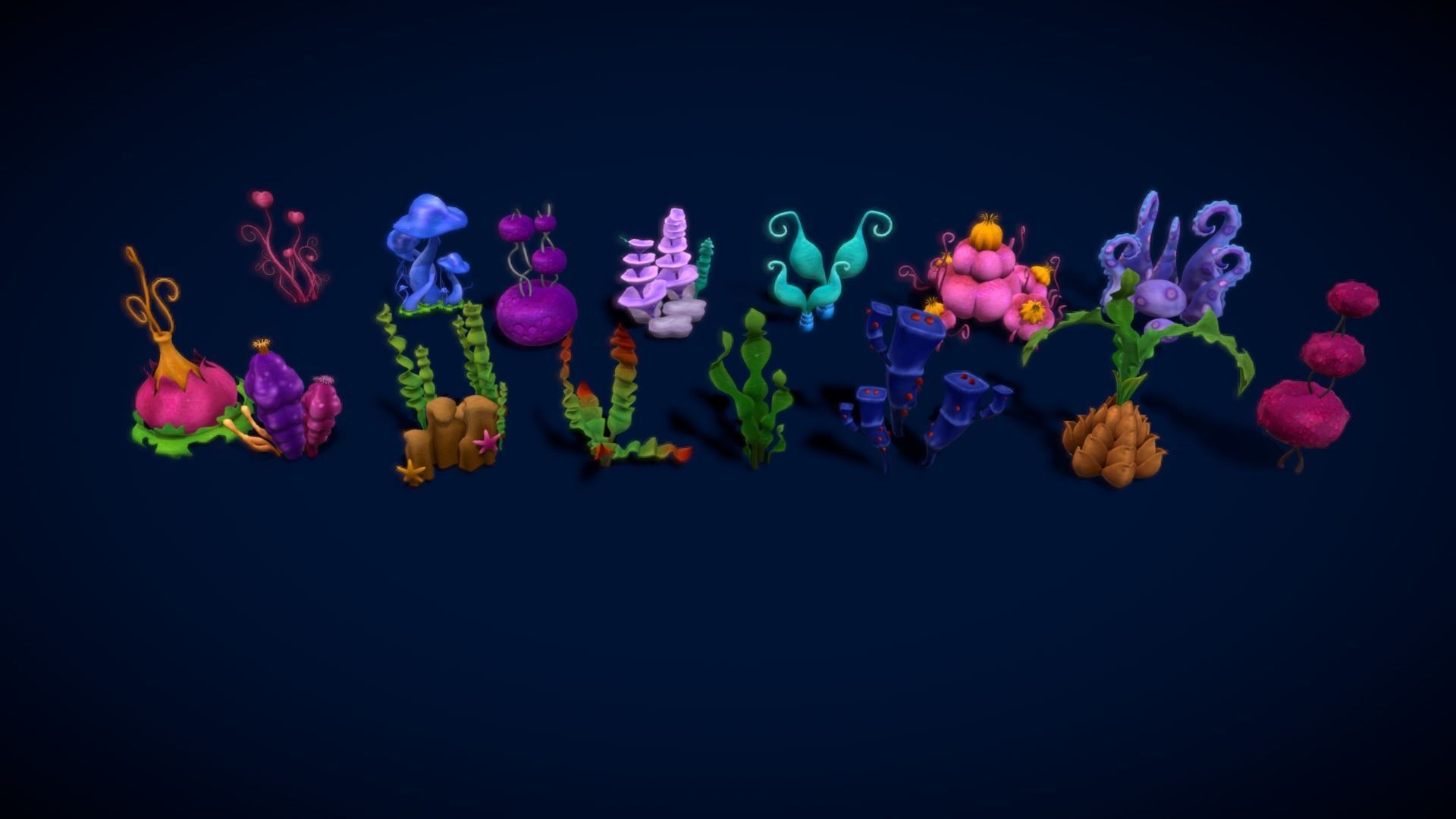 Cartoon Seaweed 8 Low-poly 3D model_16