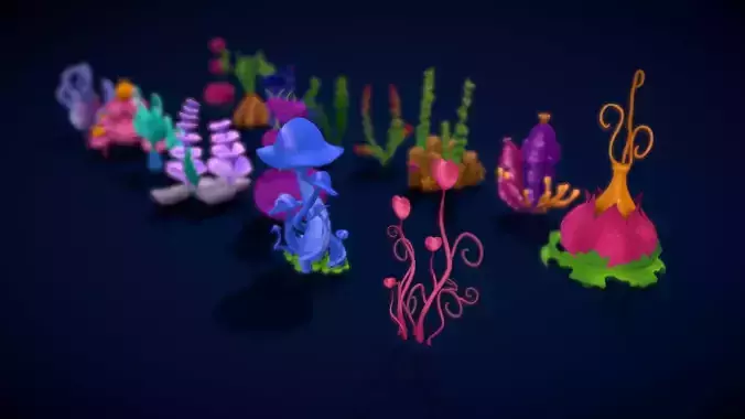 Cartoon Seaweed 8 Low-poly 3D model