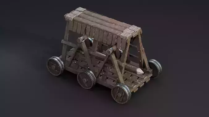 Medieval Siege Weapon - Light Battering ram Low-poly 3D model