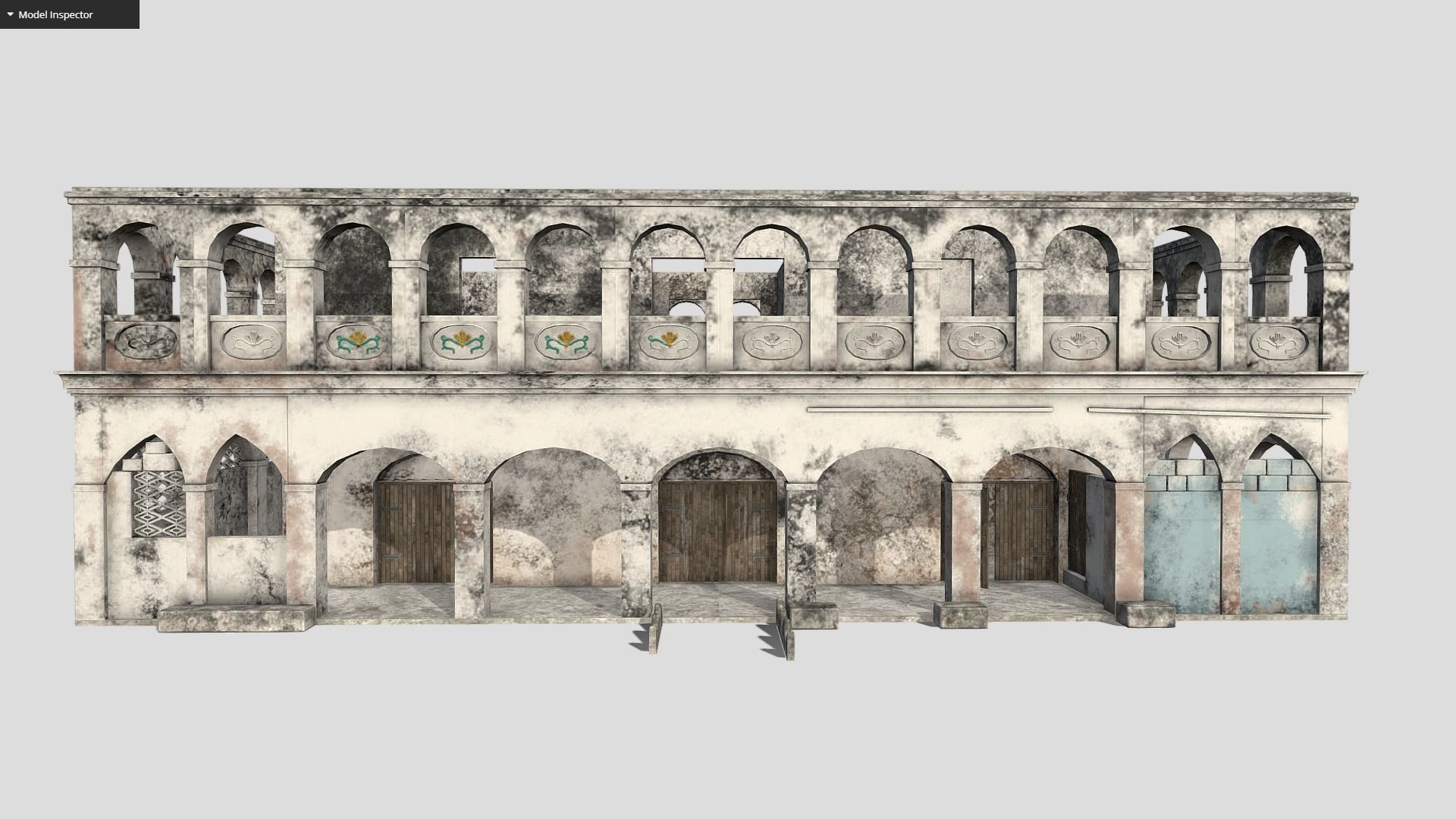 Old Building Low-poly 3D model_8