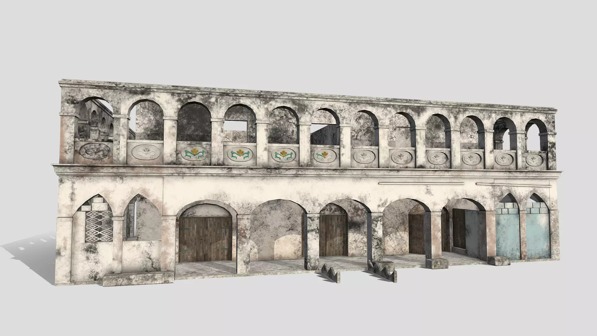 Old Building Low-poly 3D model_0