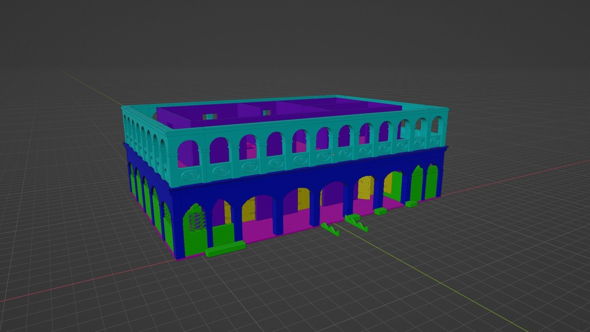 Old Building Low-poly 3D model_12