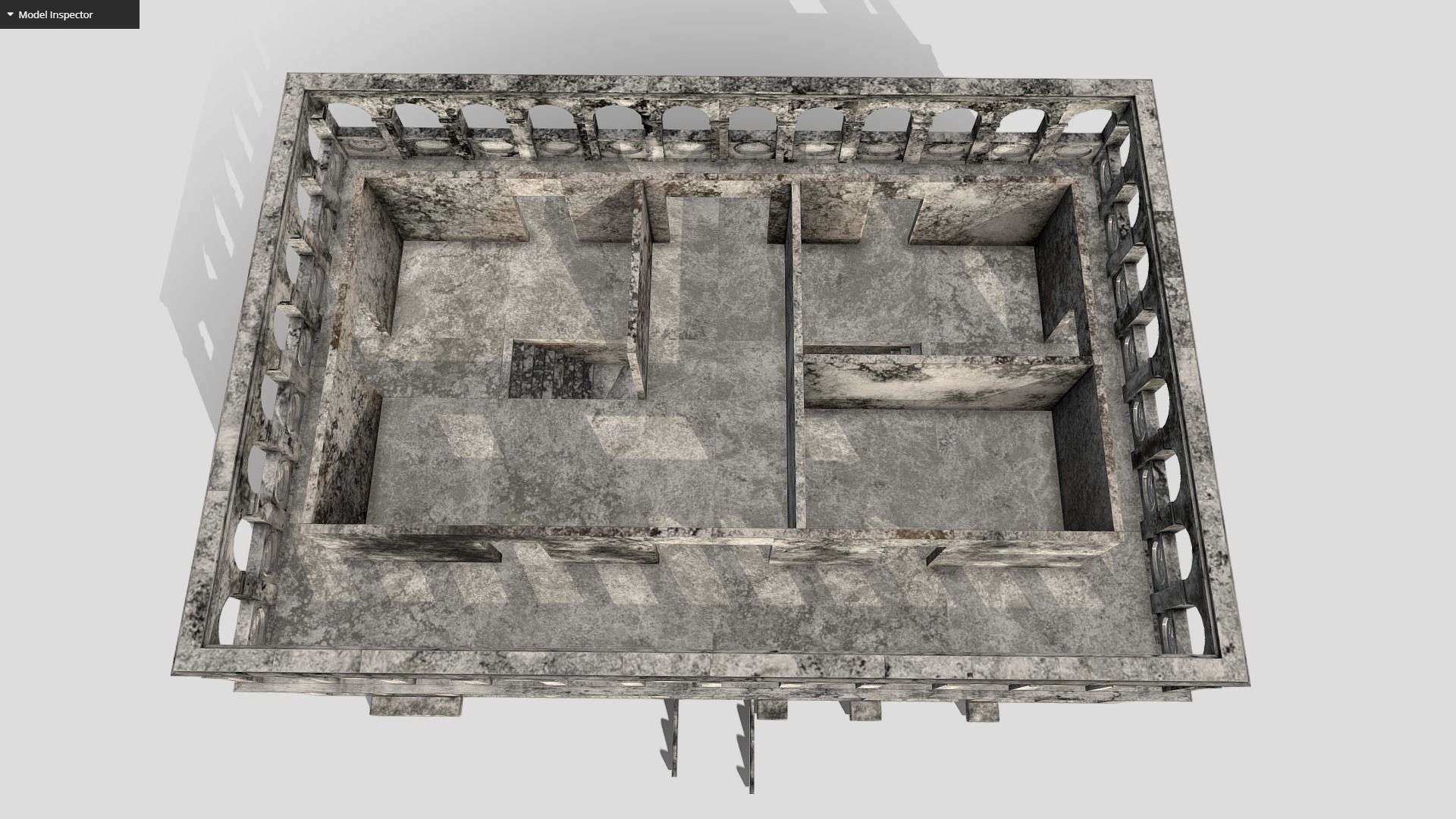 Old Building Low-poly 3D model_6