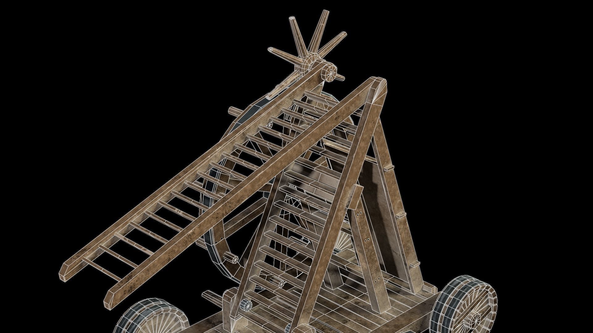 Medieval Siege Weapon - Siege Ladder Low-poly 3D model_12