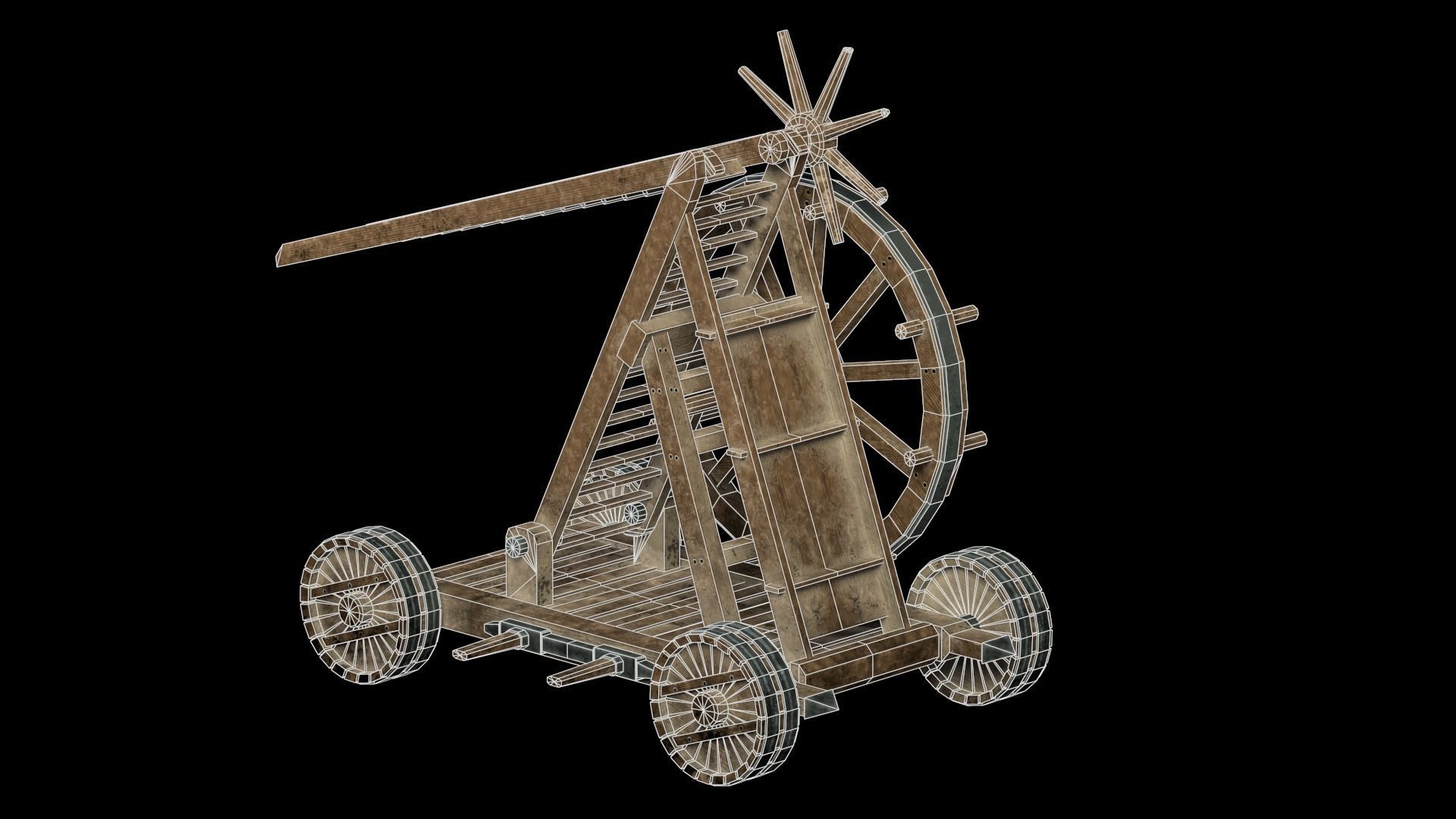 Medieval Siege Weapon - Siege Ladder Low-poly 3D model_16