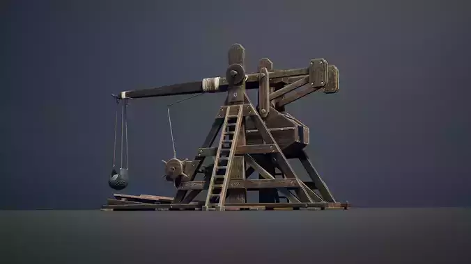 Medieval Siege Weapon - Trebuchet Low-poly 3D model