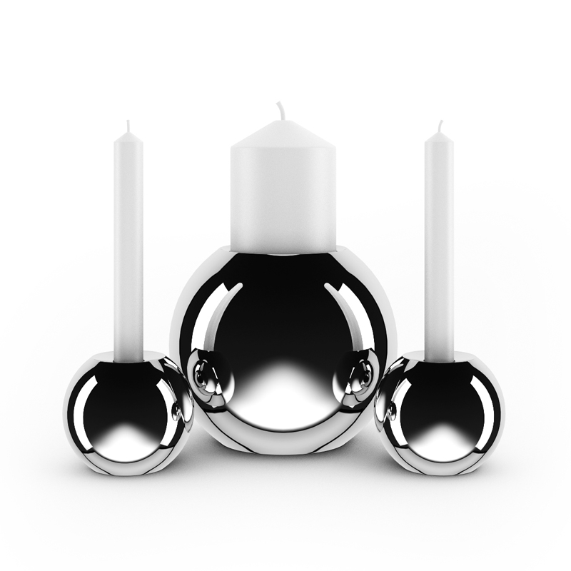 Chrome Candlesticks 3D model_3