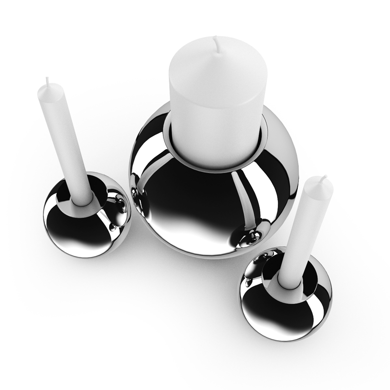 Chrome Candlesticks 3D model_2