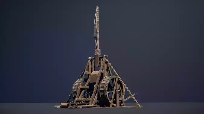 Medieval Siege Weapon - Long Trebuchet Low-poly 3D model