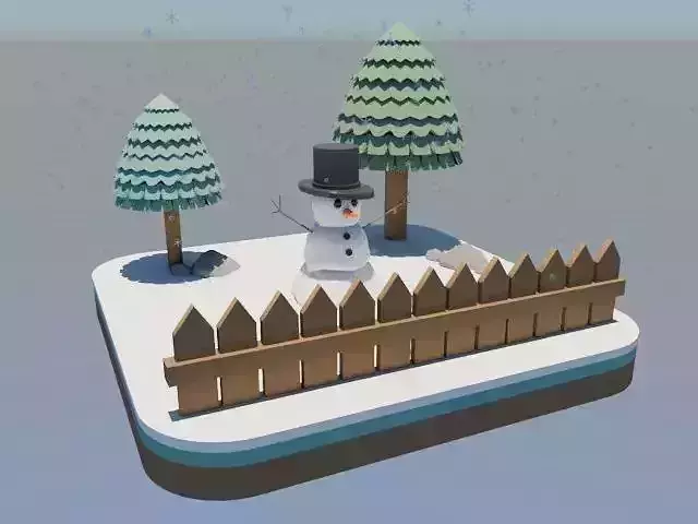 Low-Poly Snowman Diorama