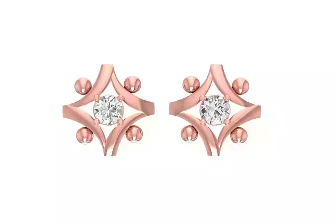Women Studs Earring 3dm STL OBJ FBX Renders Details
