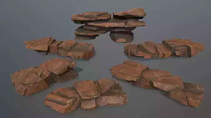 desert rocks Low-poly 3D model