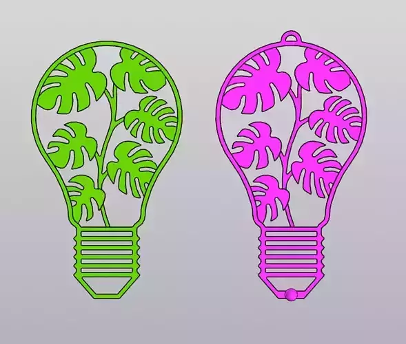 Set 2 models Lightbulb with monstera Wall decor and Keyholder 3D print model