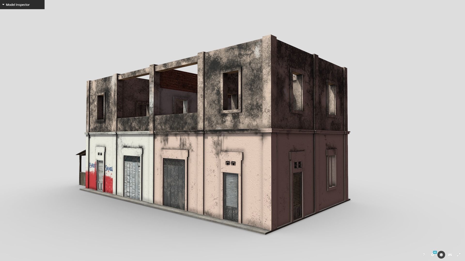 Old Building Low-poly 3D model_10