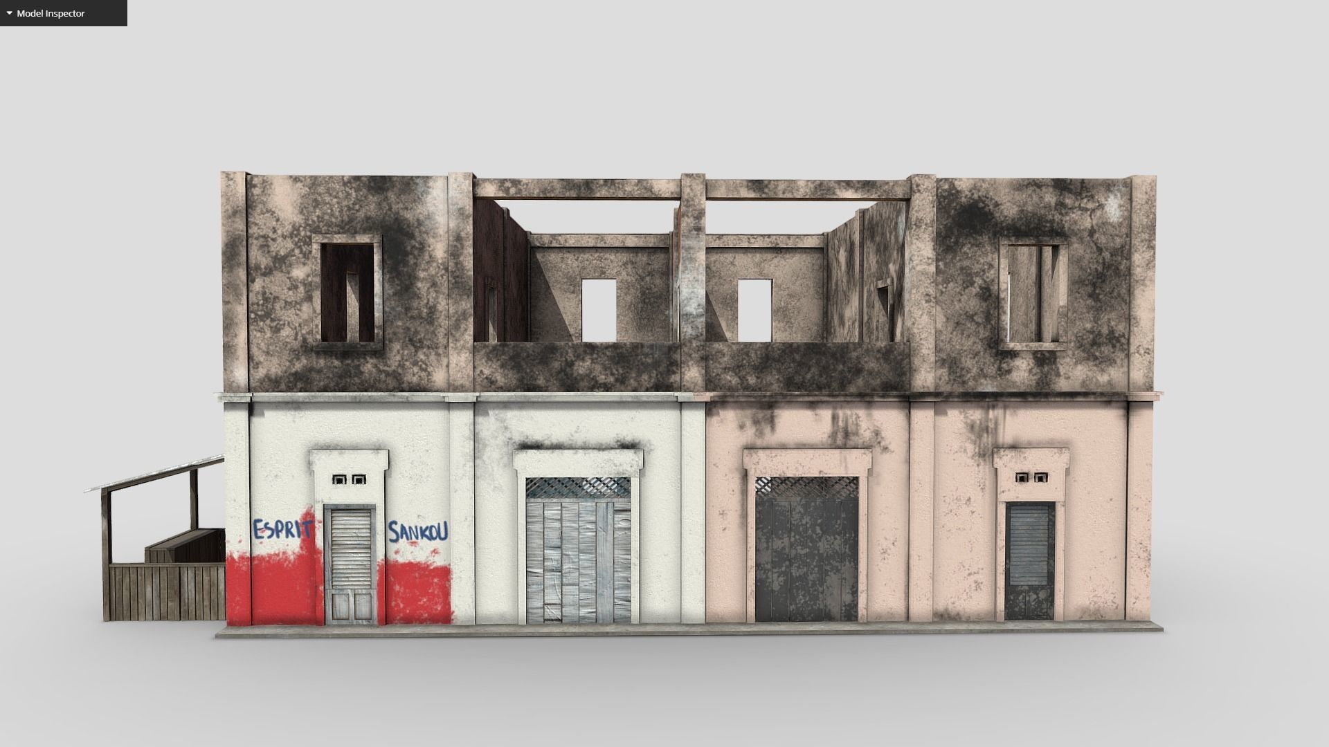Old Building Low-poly 3D model_8