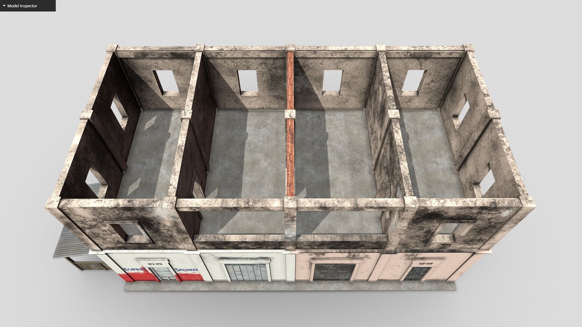 Old Building Low-poly 3D model_6