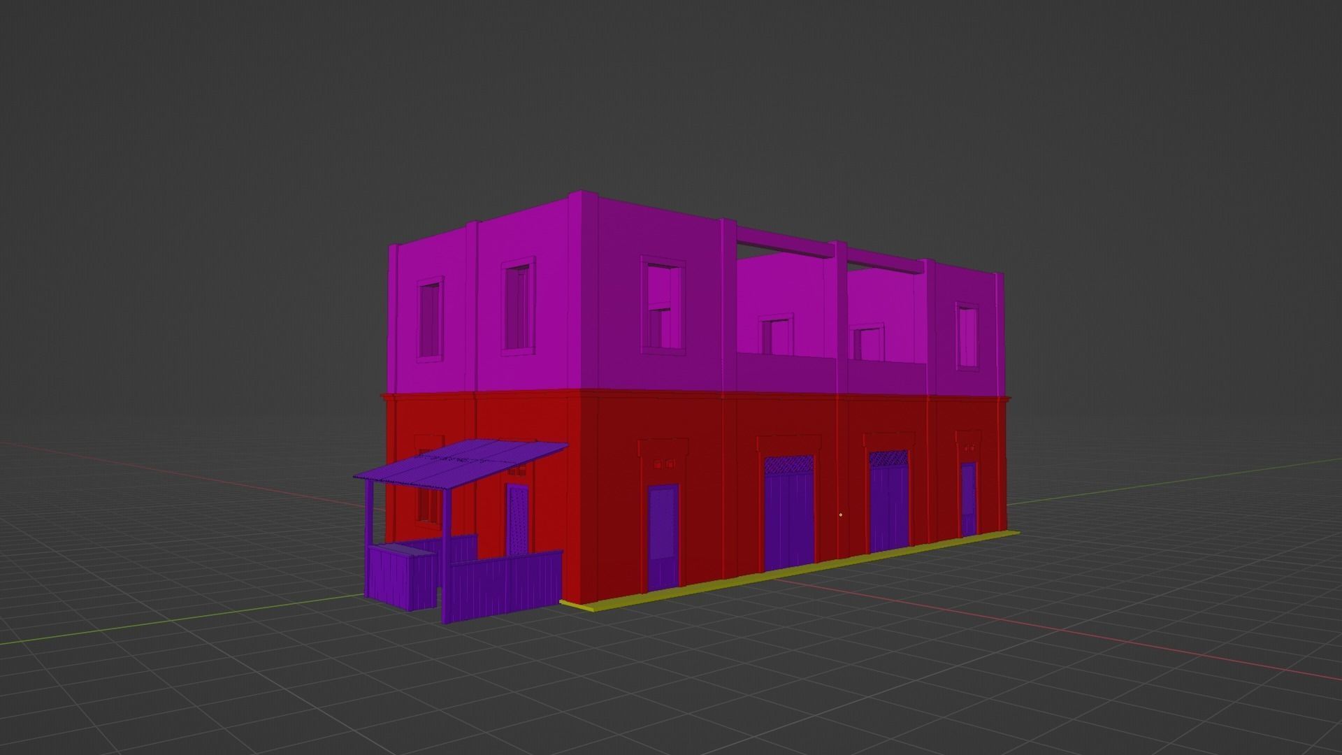 Old Building Low-poly 3D model_12