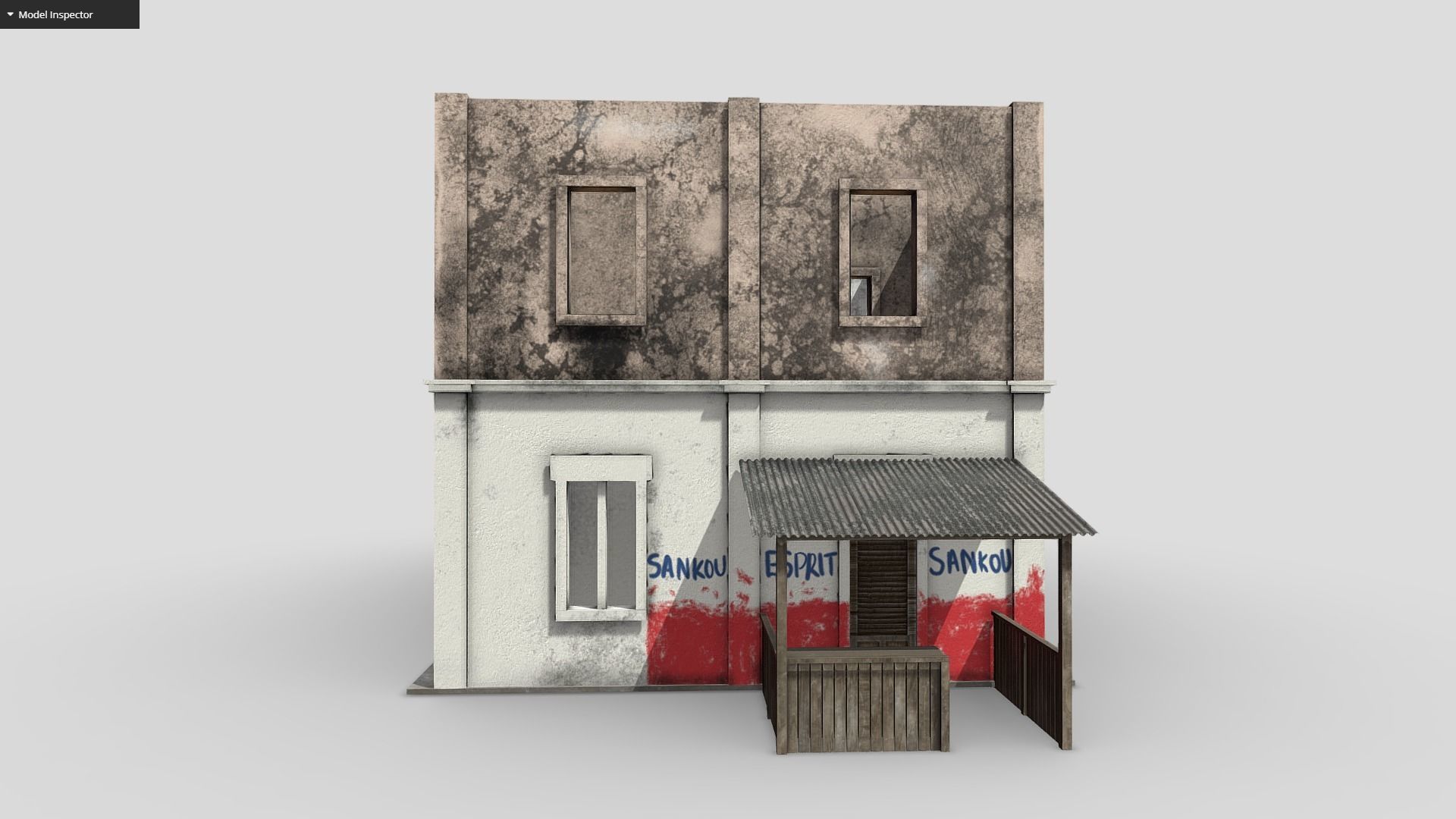 Old Building Low-poly 3D model_2