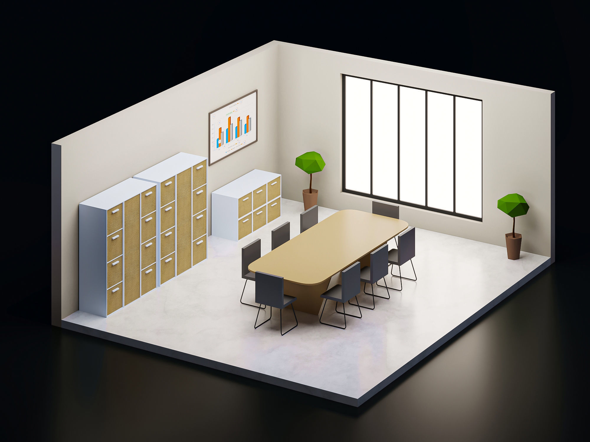 5 set low poly interior office Low-poly 3D model_5