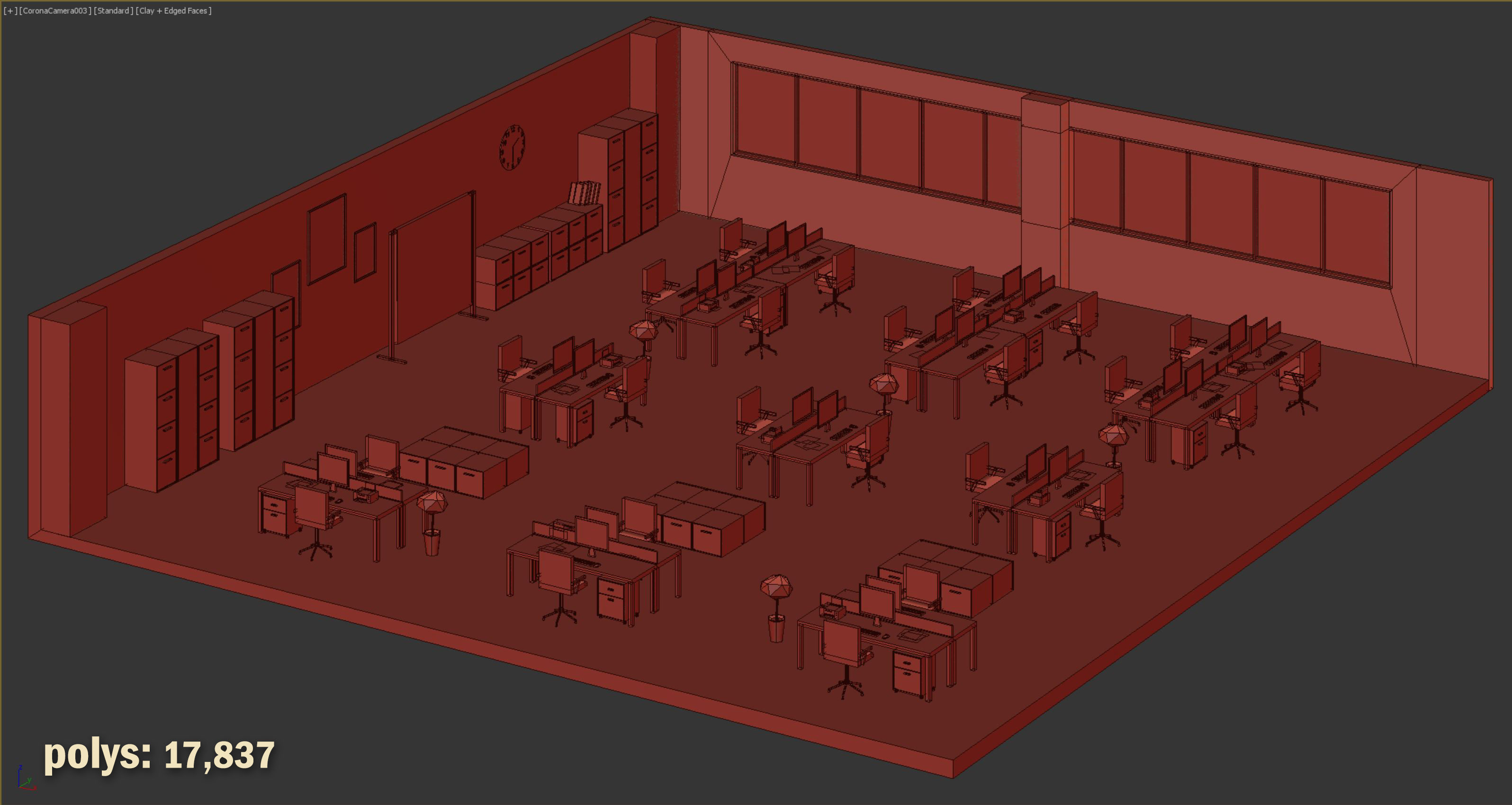 5 set low poly interior office Low-poly 3D model_8