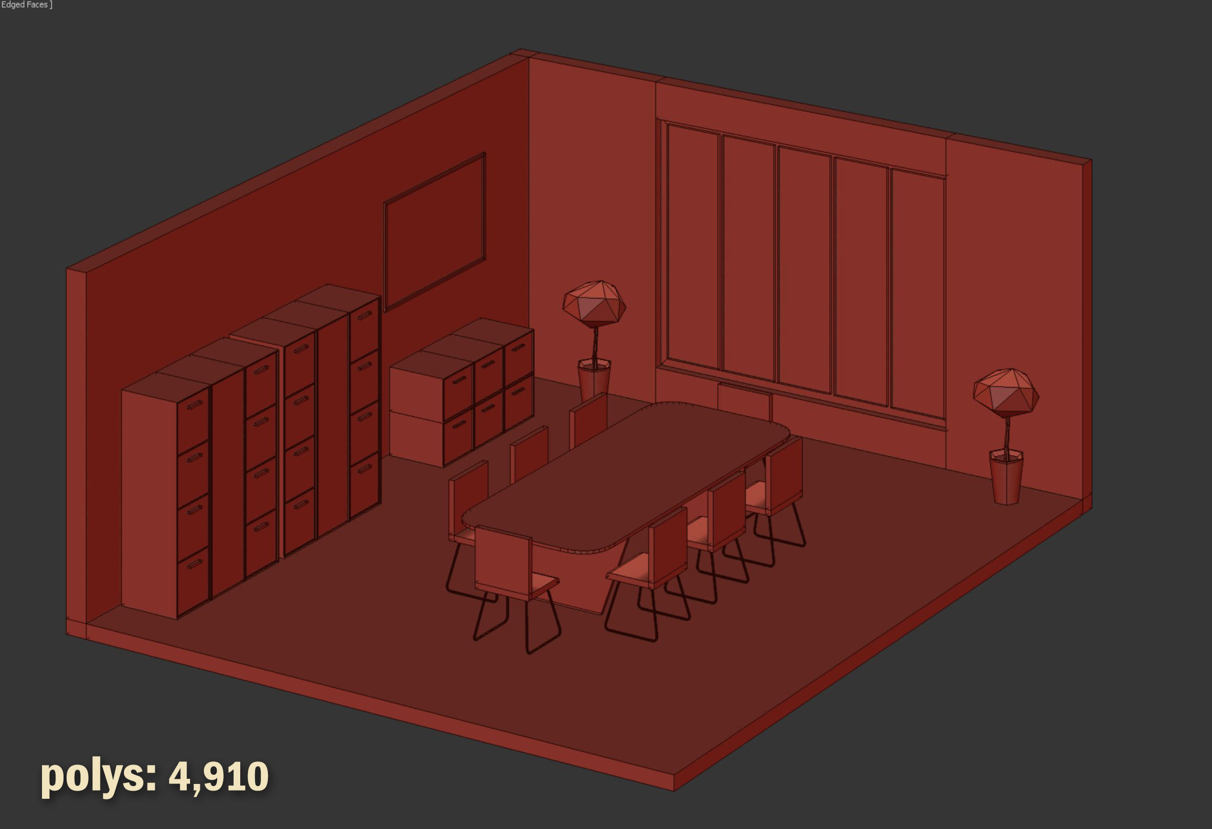 5 set low poly interior office Low-poly 3D model_14