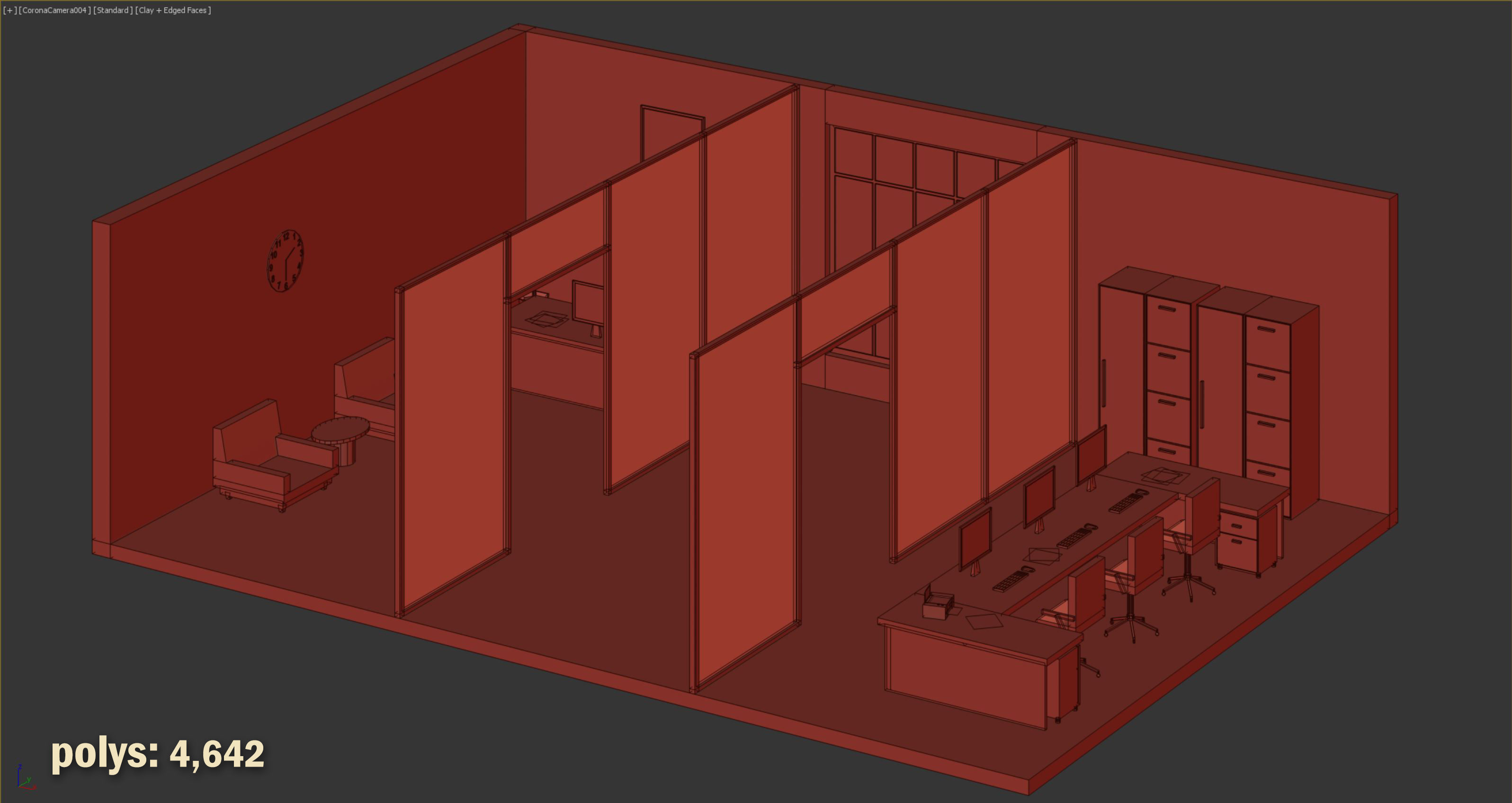 5 set low poly interior office Low-poly 3D model_12