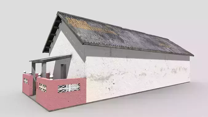 Small White Building Low-poly 3D model
