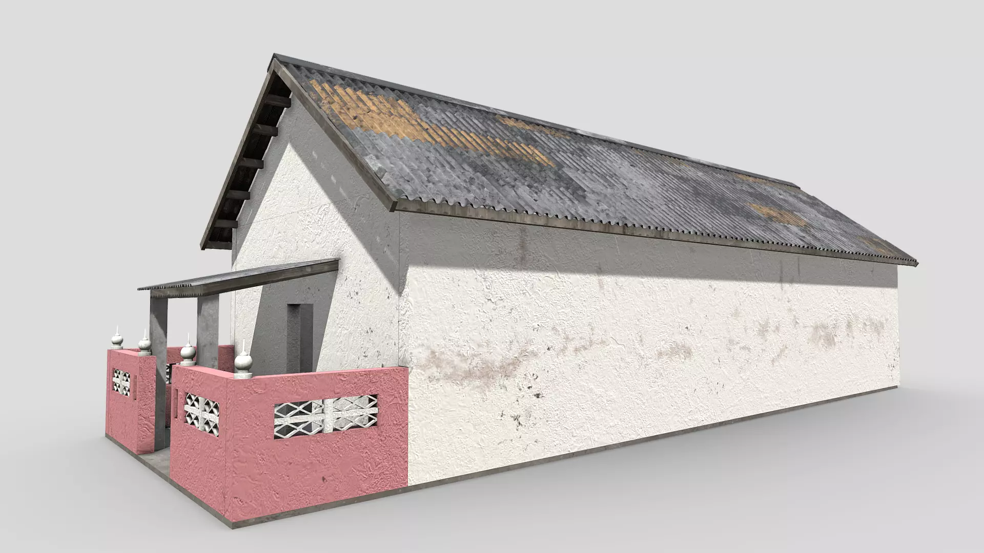Small White Building Low-poly 3D model_0
