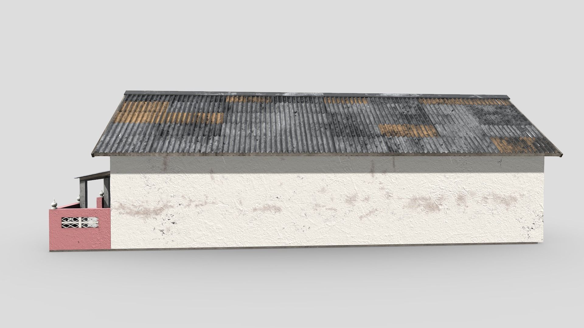 Small White Building Low-poly 3D model_4