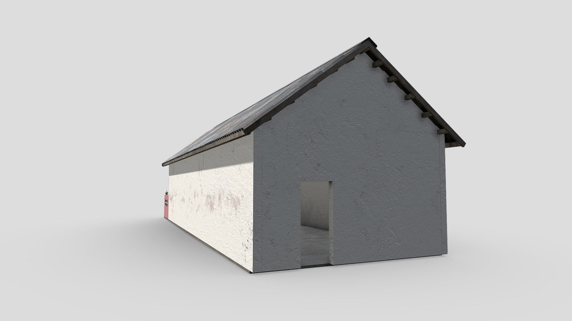 Small White Building Low-poly 3D model_6