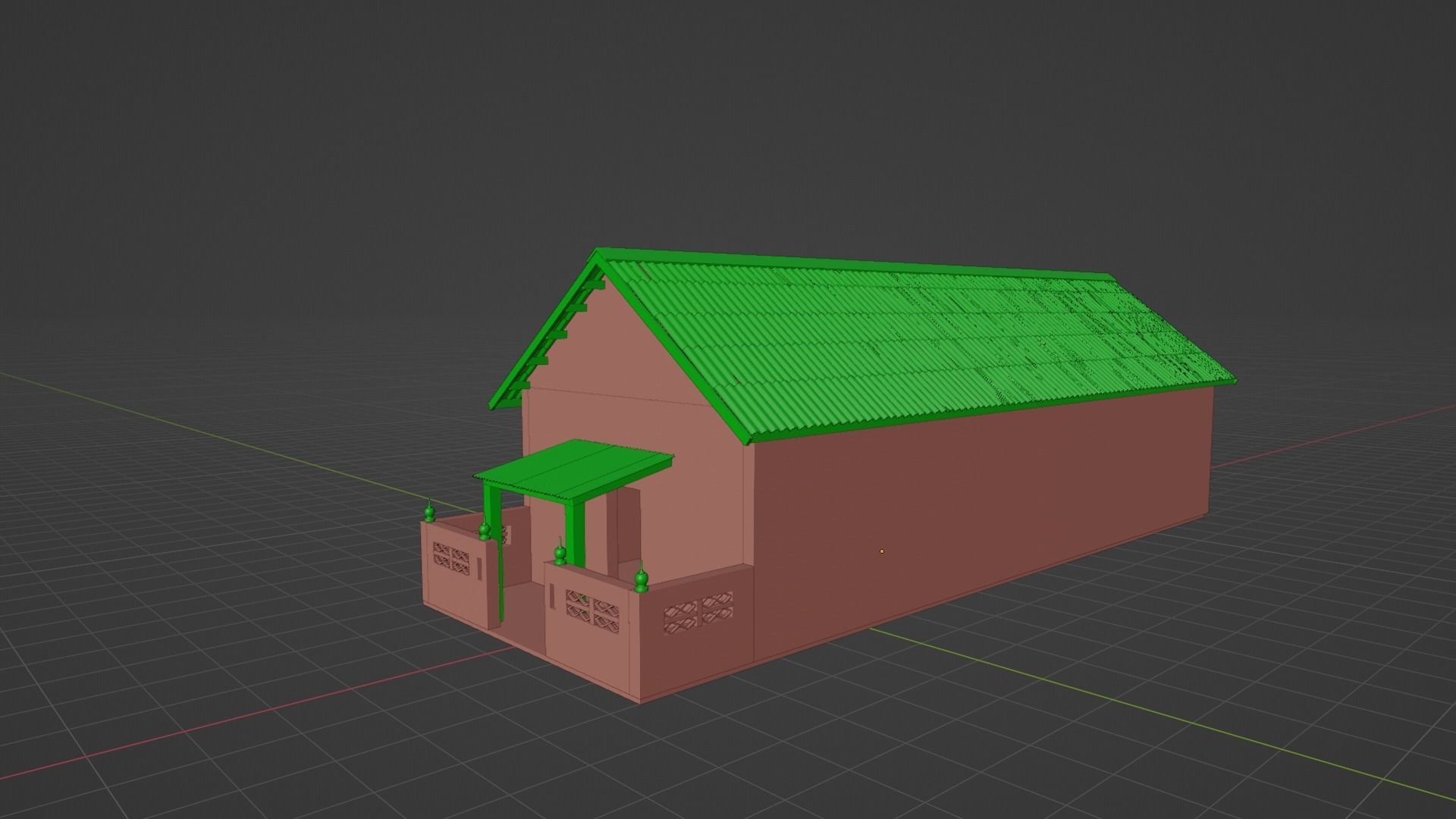 Small White Building Low-poly 3D model_10