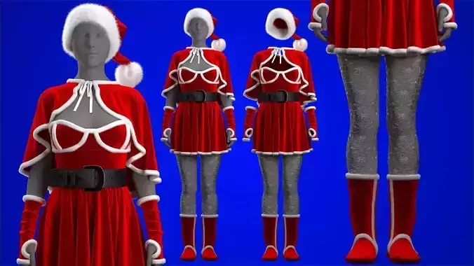  Mrs Santa Costume Fitted to Gen8 Body Mesh